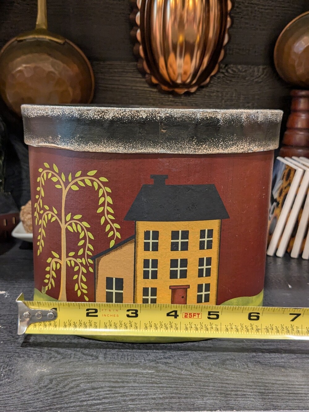 Primitive Folk Art Paper Mache Nesting Boxes Set of 3 Shaker House Willow Tree - Picture 5 of 13